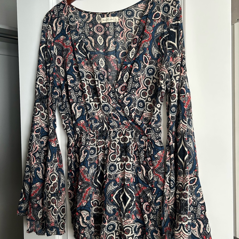 Abercrombie & Fitch Multicolor Paisley Long Sleeve Romper